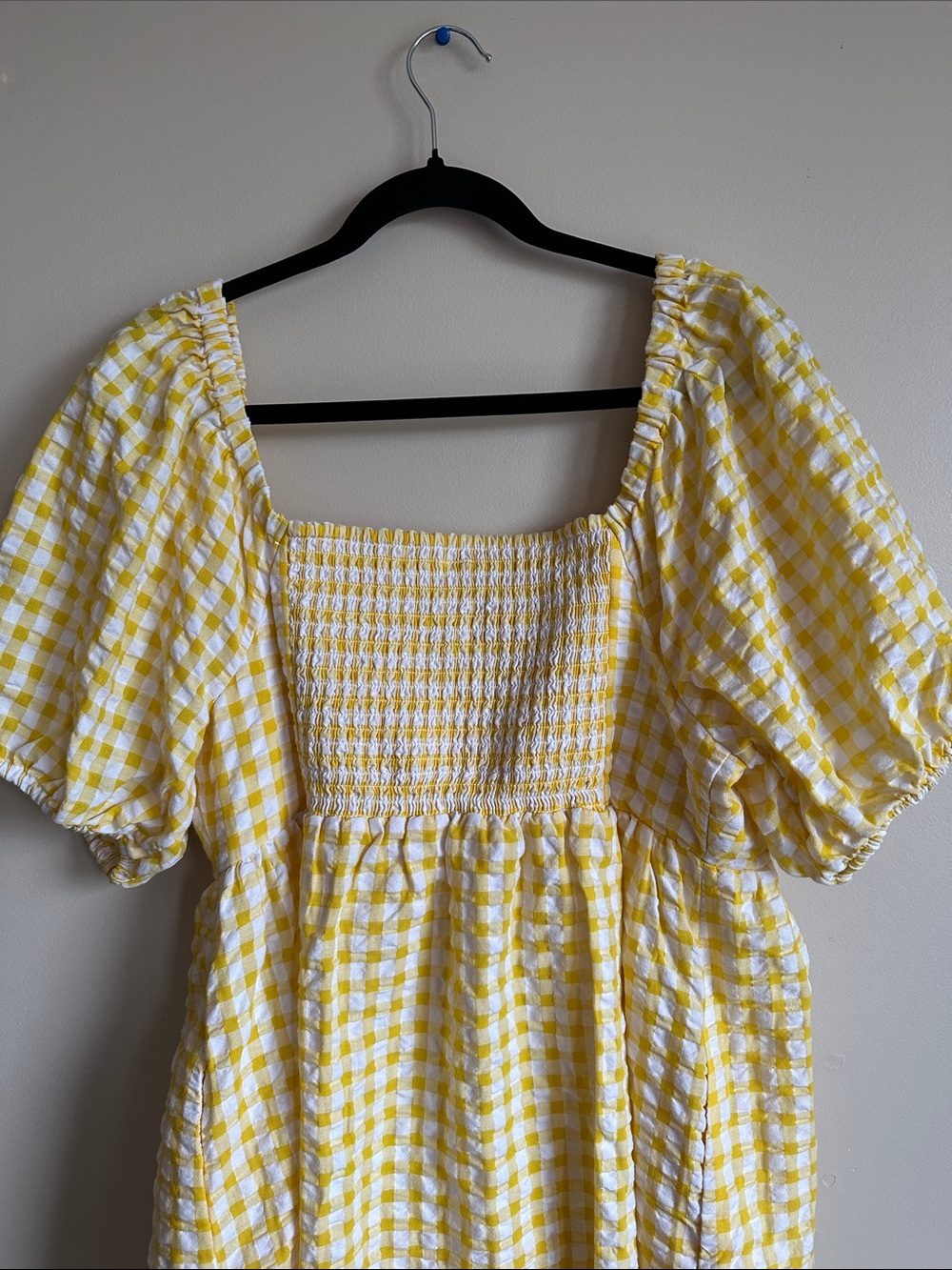 Old Navy Yellow and White Gingham Smocked Dress - Picture 4 of 7